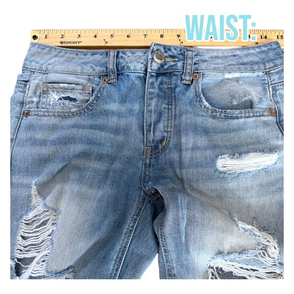 American Eagle Jeans Womens 2 Blue Distressed Button Fly Mid Rise Basic Classic - Picture 16 of 16